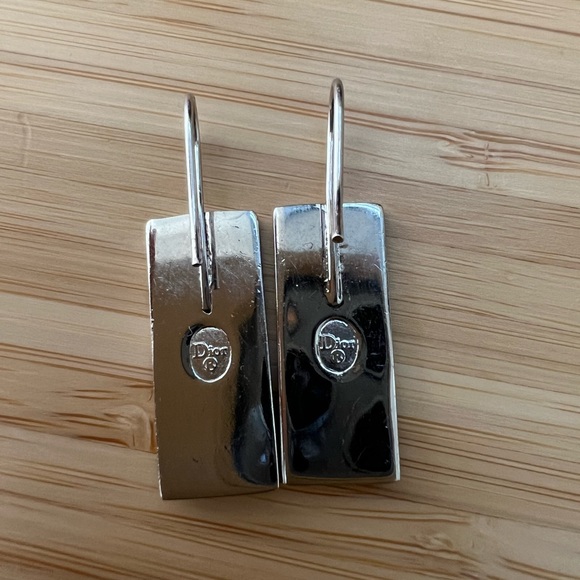 Christian Dior vintage earrings logo navy silver trotter sport 2 monogram - Picture 2 of 3